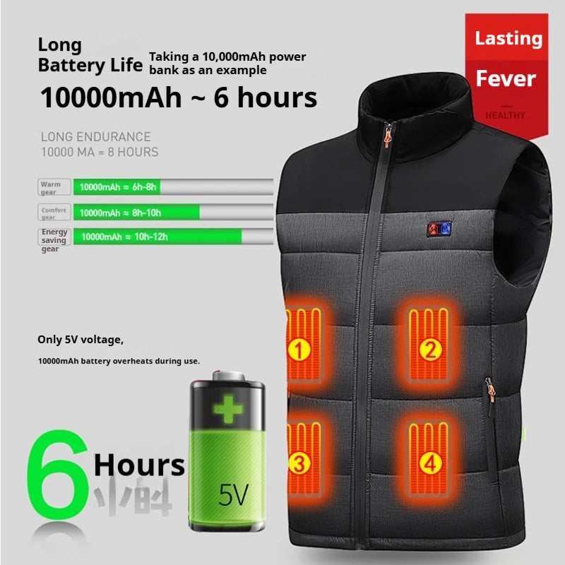 Heated Vest Unisex Charging Heating Clothing Cotton Vest 11 Zone Heating Constant Temperature Vest Motorcycle Rider Gear