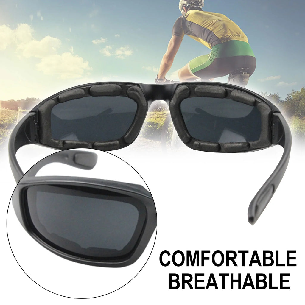 Motorcycle Riding Glasses Padding Goggles UV Protection Dustproof Windproof Sunglasses with Clear Smoke Yellow Lens Anti-glare