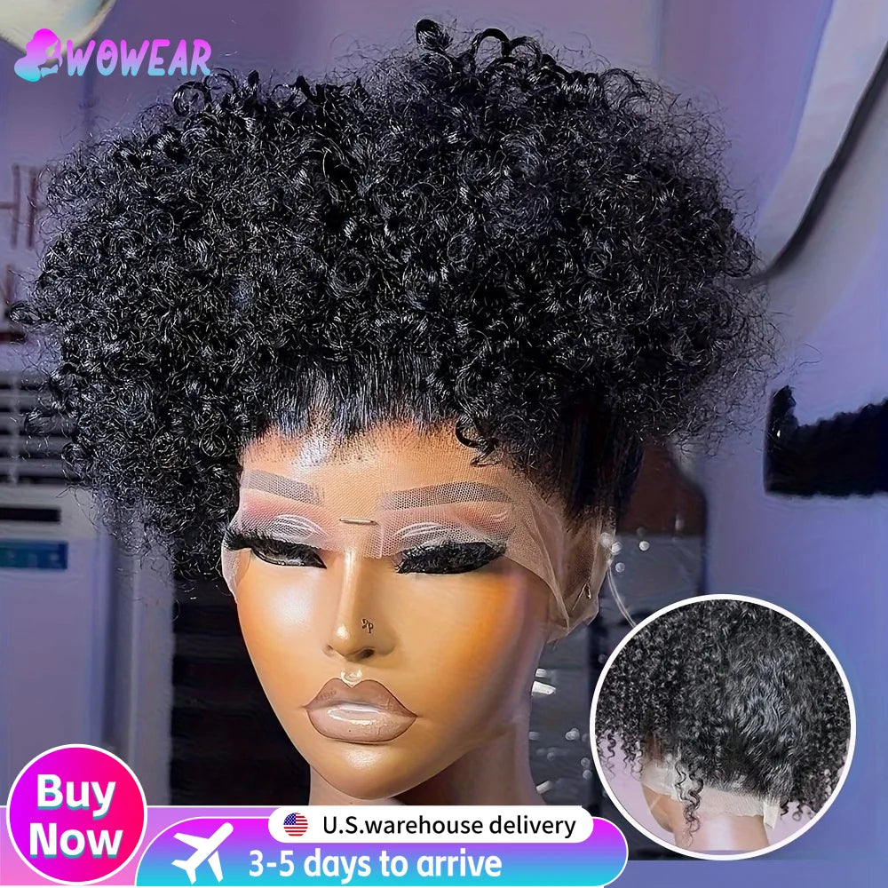 Women's 360 HD Lace Front Glueless Curly Wig - 220%Density Human Hair Deep Wave 13x4 13x6 Lace Frontal with Pre-Plucked Hairline