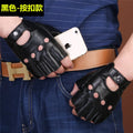 Genuine leather gloves with half finger breathable retro motorcycle wear resistant fitness outdoor motorcycle riding gloves