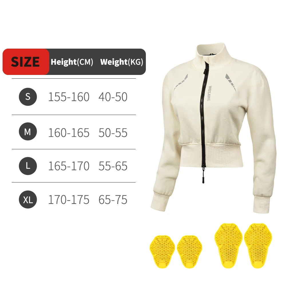 WOSAWE Winter Women Motorcycle Jacket Women Motorbike Riding Coat With Soft Pads Casual Moto Riding Clothes
