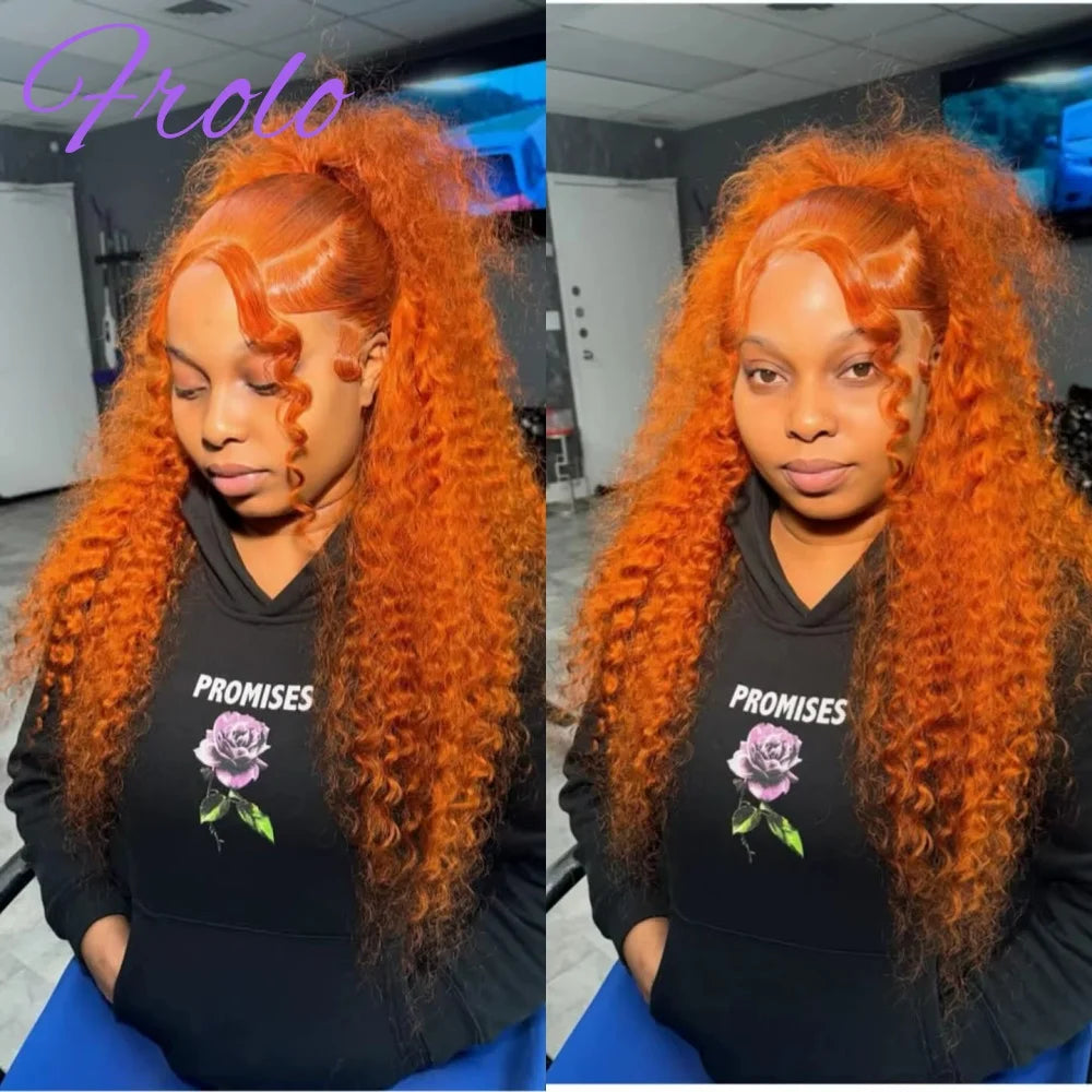 210 Density Orange Ginger Wig Human Hair Curly 13x6 Hd Lace Front Wig Pre Plucked 350# Colored Wig Deep Wave Human Hair Wigs