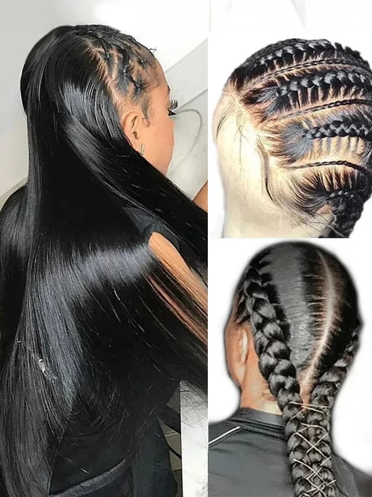 300 Density 13x6 HD Bone Straight Lace Front Wigs Human Hair Brazilian 40 Inch 13x4 Full Lace Frontal Human Hair Wigs For Women