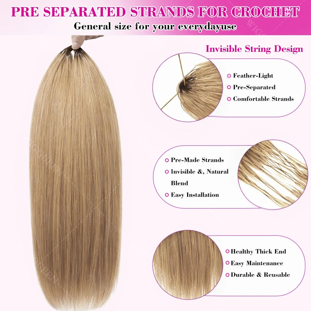 Highlight #27 Bone Straight Crochet Human Hair For Bohemian Braid Honey Blonde Miracle Knots Brazilia Feather Crochet Human Hair