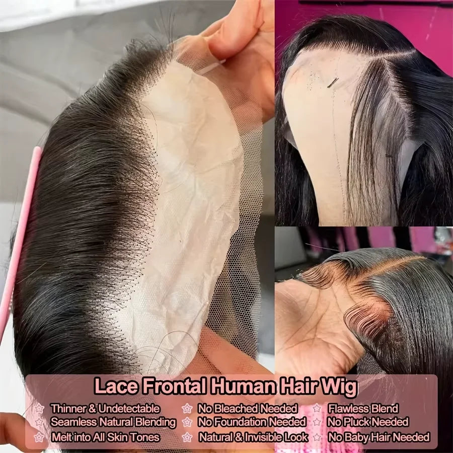 Lakeisha 30 Inch Bone Straight 13x6 HD Transparent Lace Front Human Hair Wigs Brazilian Unprocessed Lace Frontal Wig Preplucked