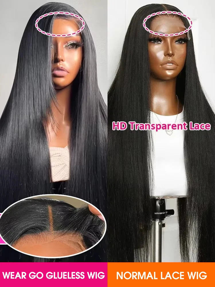 36 40Inch Bone Straight Lace Front Wig 13x4 13x6 HD Lace Frontal Human Hair Brazilian 6x4 HD Glueless Wig Pre Cut Lace No Glue