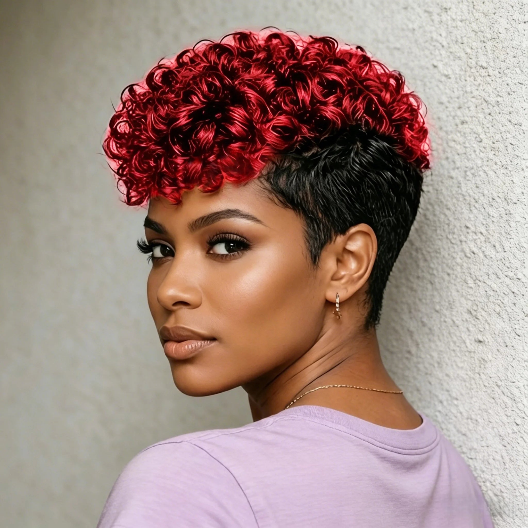 Short Curly Pixie Wig Human Hair for Women Machine-made Wig