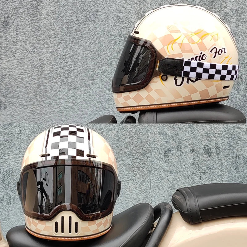 ORZ Retro Motorcycle Full Helmet Motorcycle Helmet Four Seasons Couple Street Bike Helmet Riding Cascos Para Moto