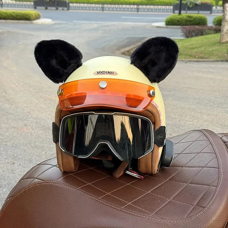 Ski Helmet Decoration Plush Bear Ear Motorcycle Riding Helm Accessories Small Panda Ears