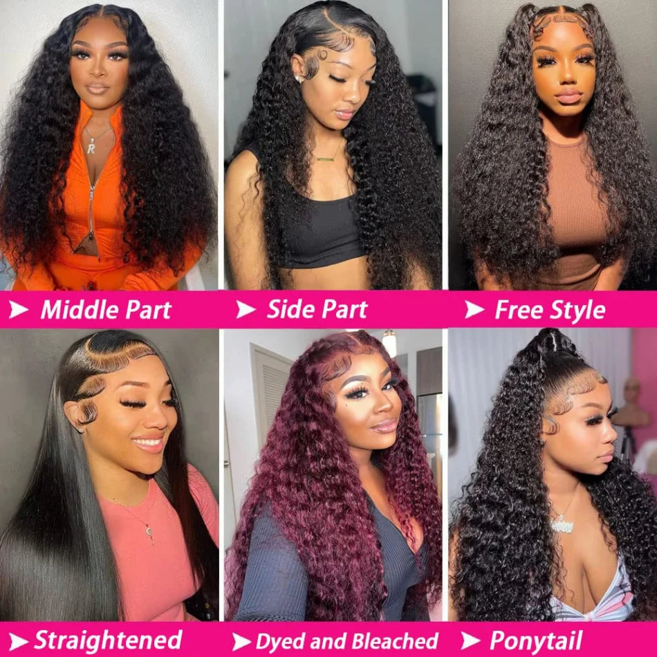 13X6 Hd Lace Frontal Wig Deep Wave Human Hair Wigs Brazilian Wigs Original Curly Lace Front Wig 230 Density For Women 30 40 Inch