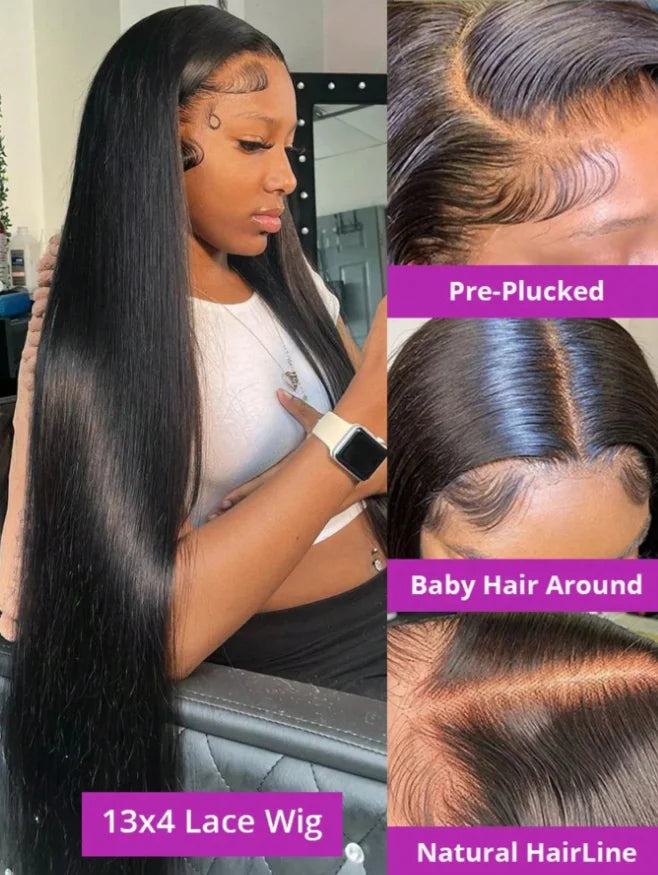 200 Density 40Inch 13x4 Straight Lace Front Wigs Human Hair Pre Plucked 13x6 Frontal Wigs Human Hair Wigs For Women