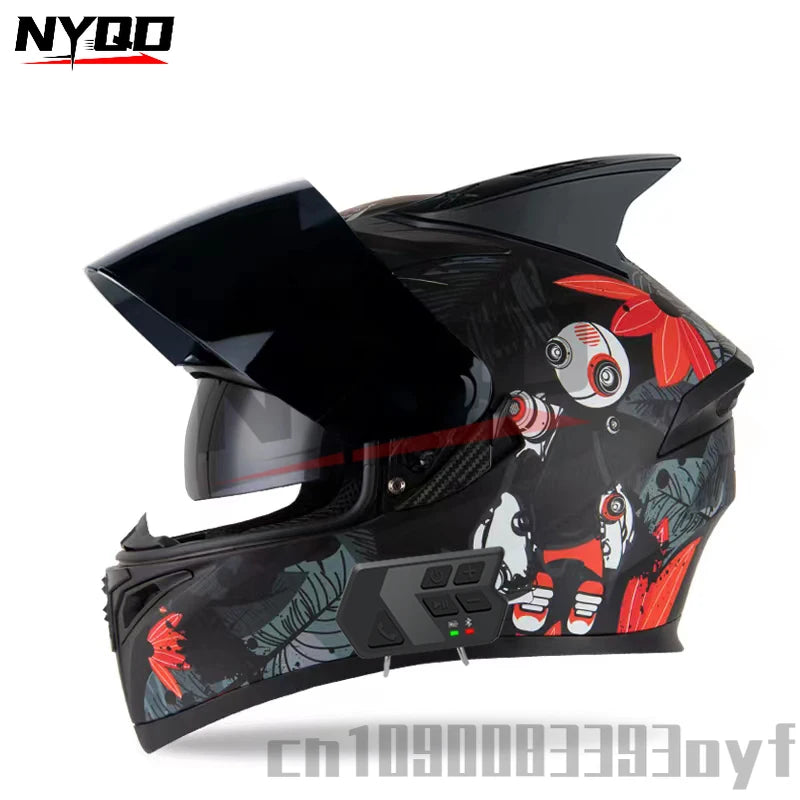 JieKai motorcycle helmet motocross full helmet with Bluetooth earphones for men women all season casco moto cascos para moto
