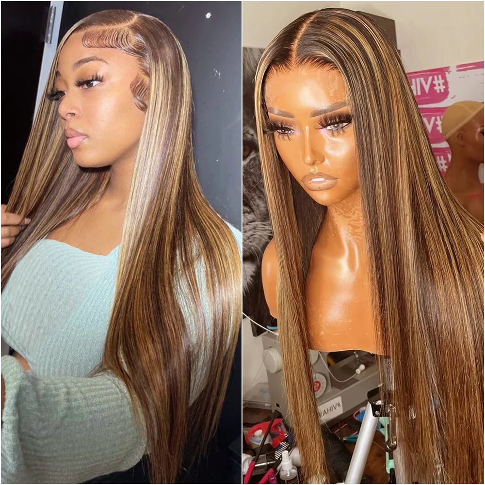 P4/27 Honey Blonde 13X6 HD Lace Frontal Wig Straight Lace Front Wig Highlight Wig 13X4 Lace Wig Human Hair Pre Plucked For Women