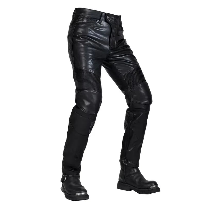 2024 Motocross Racing Pants PU Leather Biker Trousers Waterproof Windproof Men With 4X CE Knee Hip Pad Motorcycle Riding Jeans