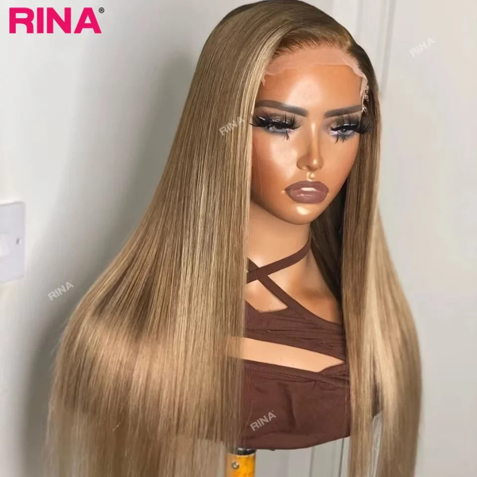 Ombre Blonde 13X6 13X4 Transparent Lace Frontal Wig Straight  Blonde with 1B Roots Wig Human Hair Lace Front Wig 5X5 Closure Wig