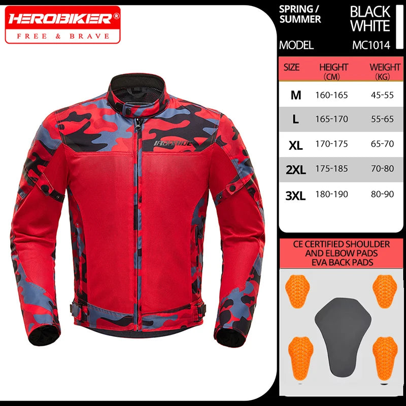 Motorcycle Jacket Anti-fall Breathable Summer Men Coat Moto Protective Gear Motorbike Riding Clothing Moto Jacket