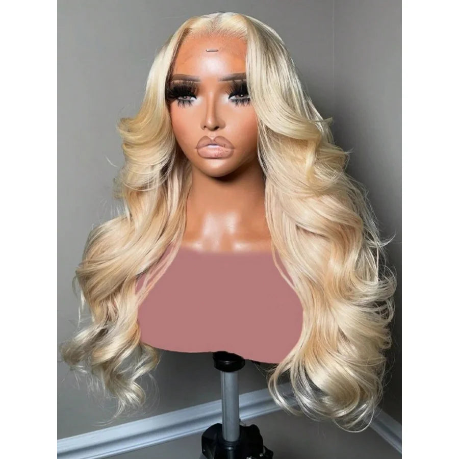200% 613 Honey Blonde Body Wave 13x4 HD Transparent Lace Frontal Wigs Human Hair Brazilian Pre Plucked With Baby Hair 34 Inch