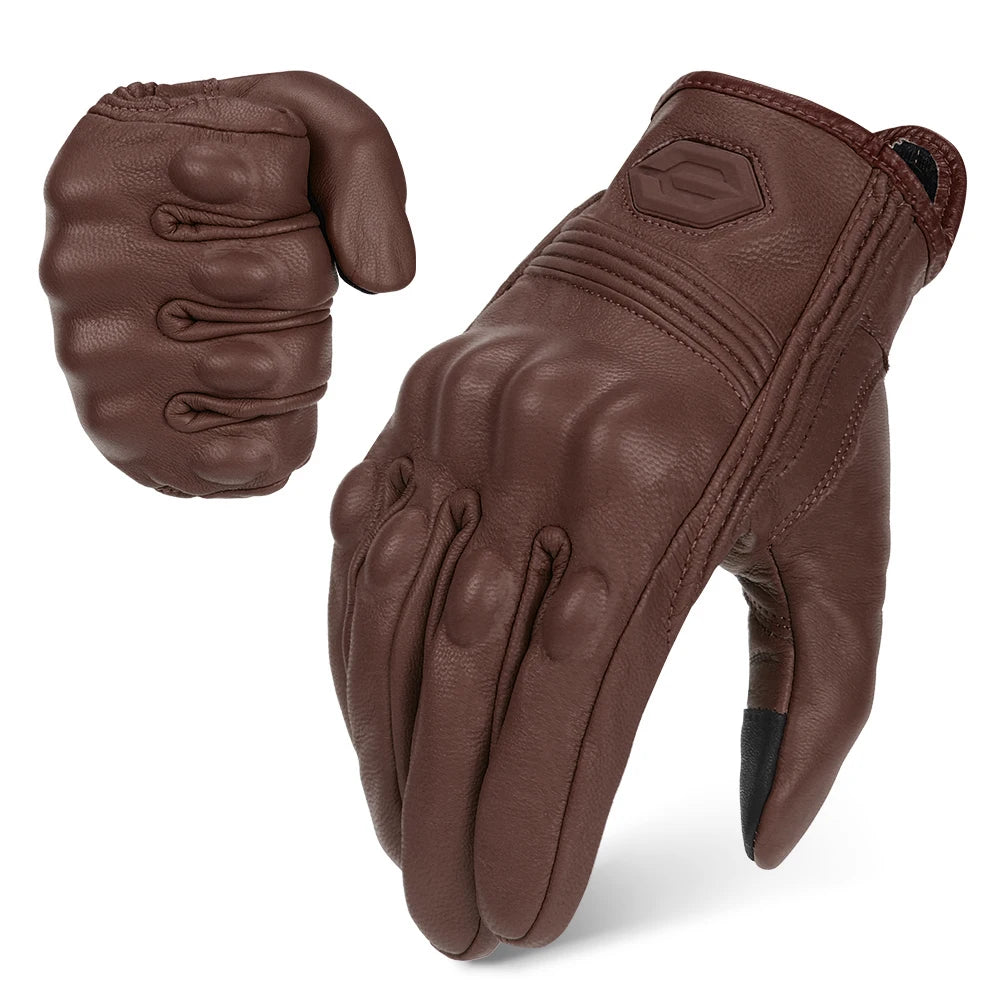 Motorcycle Gloves For Winter Windproof Warm And Fall Resistant Off-road Motorcycle Riding Touch Screen Full Finger Leather Glove