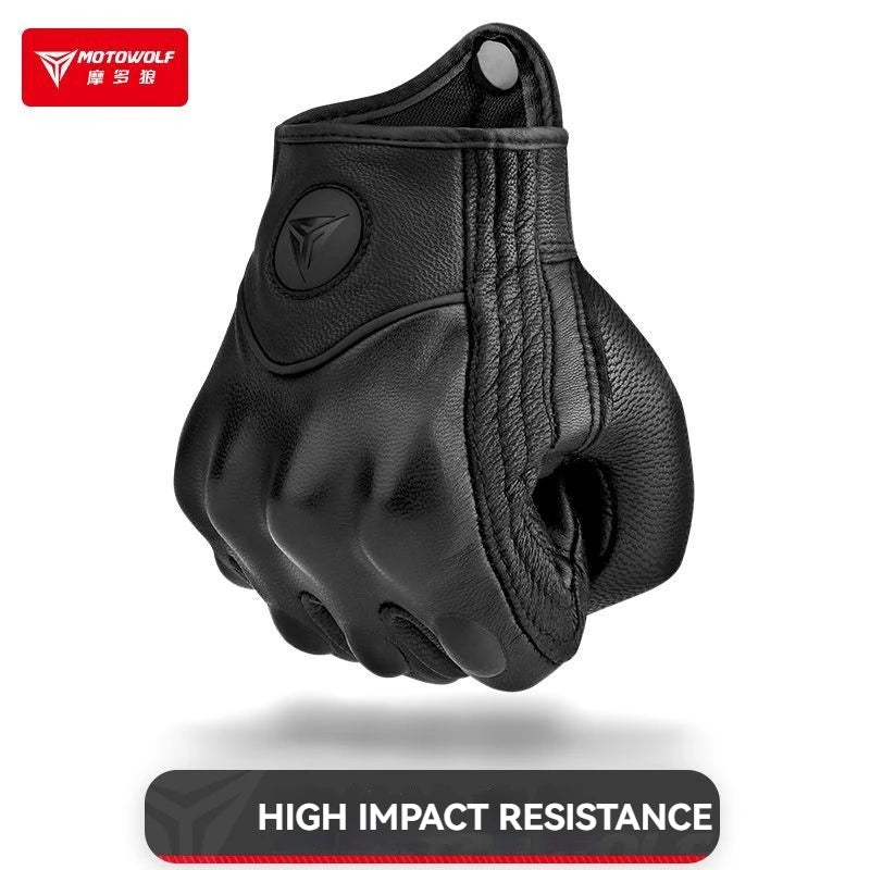 MOTOWOLF Motorcycle Gloves Men Leather Riding Gloves Touchscreen Anti-Skid Breathable Four Seasons Unisex