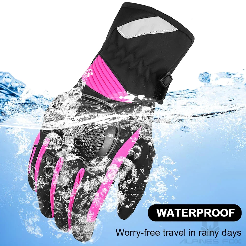 SUOMY Winter Motorcycle Gloves Windproof Waterproof Warm Motorbike Riding Gloves Women Lady Pink Motocross Guantes Touch Screen