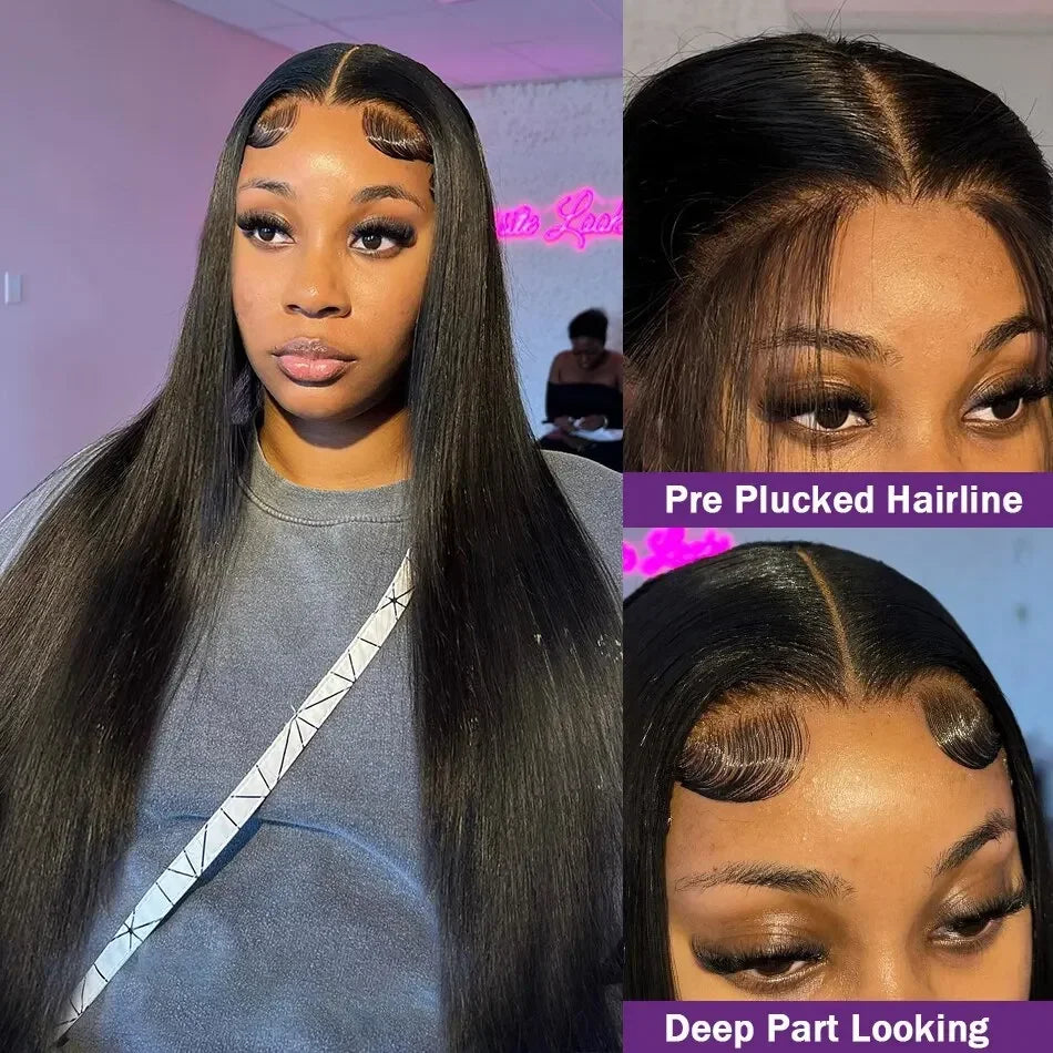 Bling Hair Hd Transparent Straight 13x4 Lace Front Wig Human Hair PrePlucked Brazilian Remy 13x6 Lace Frontal Wigs For Women