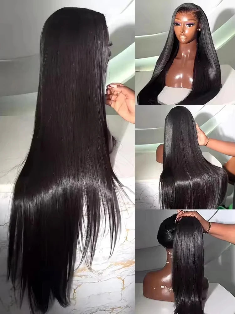 250 Density 40 Inch Bone Straight Human Hair 13x6 HD Lace Frontal Wigs for Women 5x5 Glueless wig Pre Cut Lace