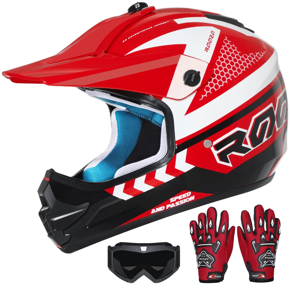 Youth Kids Motocross Helmet for Quad ATV UTV Dirt Bike Scooter Meets DOT standards Motorcycle Helmet for Child 3-12 Years