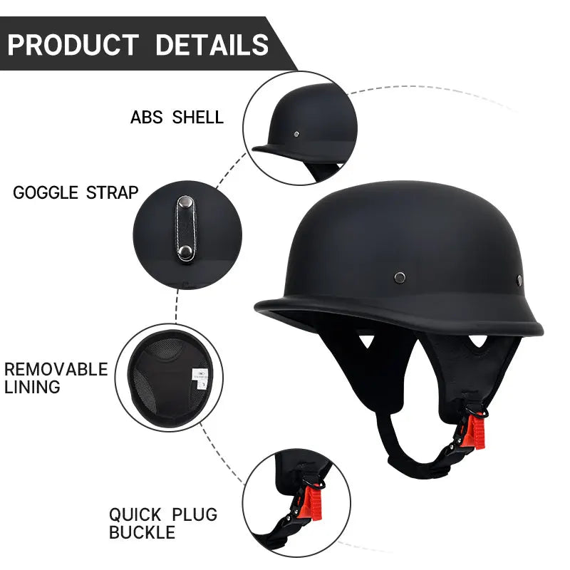 Factory Price Adult Motorcycle Helmet Vintage Motorcycle Cruiser Half Face German Helmet Motorcycle Helmet Trend Safety Cap