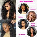 32 Inch 13x6 Deep Wave Lace Front Wig Human Hair 200% Density 13x4 Lace Front Wig Human Hair Pre Plucked Natural Color Curly Wig