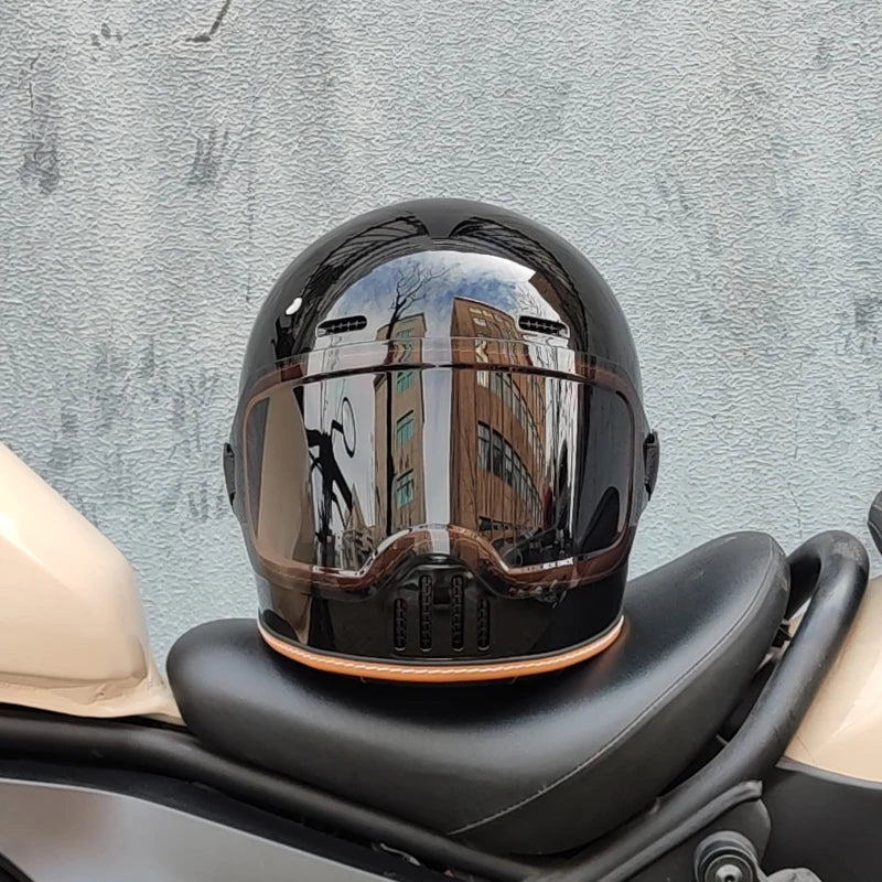 ORZ Retro Motorcycle Full Helmet Motorcycle Helmet Four Seasons Couple Street Bike Helmet Riding Cascos Para Moto