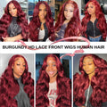 99j burgundy 13x6 Max-lace Wigs 36 Inch Red Colored Lace Front Human Hair Wigs 220 Density HD Lace Body Wave Brazilian For Women