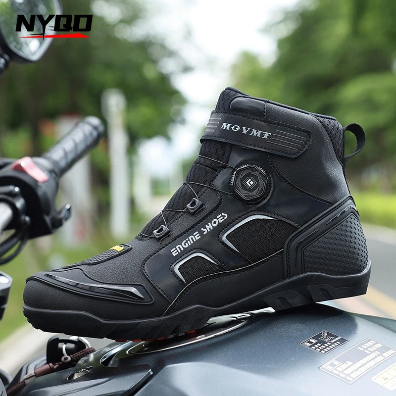 2026 Motorcycle Boots Men Leather Motos Breathable Anti Slip Wear-resistant Riders Boots Motorbike Racing Ankle Length Shoes