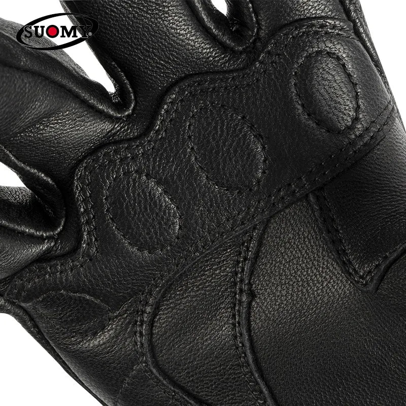 Retro Leather Motorcycle Gloves Riding Anti-fall Moto Gloves Classic Pink/Yellow/Black Leather Breathable Summer Gloves