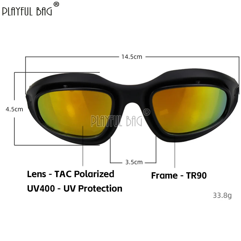 C5 Sports Glasses - Motorcycle Sandproof Goggles with Polarized Lenses - Impact Resistant Bicycle Riding Eyewear NA153S