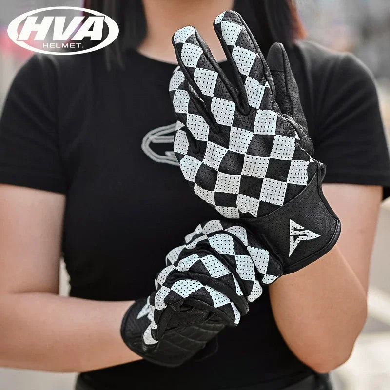 New Outdoor Riding Motorcycle Checkerboard Gloves Full Finger Thickened Windproof Waterproof and Non-slip Gloves
