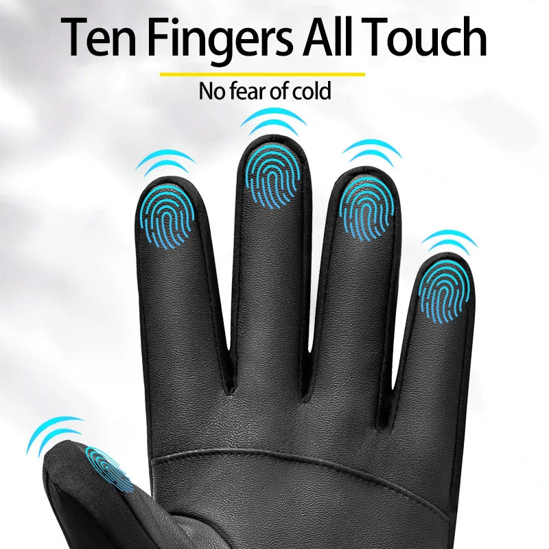 Thermal Winter Cycling Ski Gloves Outdoor Sports Running Motorcycle Touch Screen Fleece Gloves Non-slip Warm Full Fingers Gloves