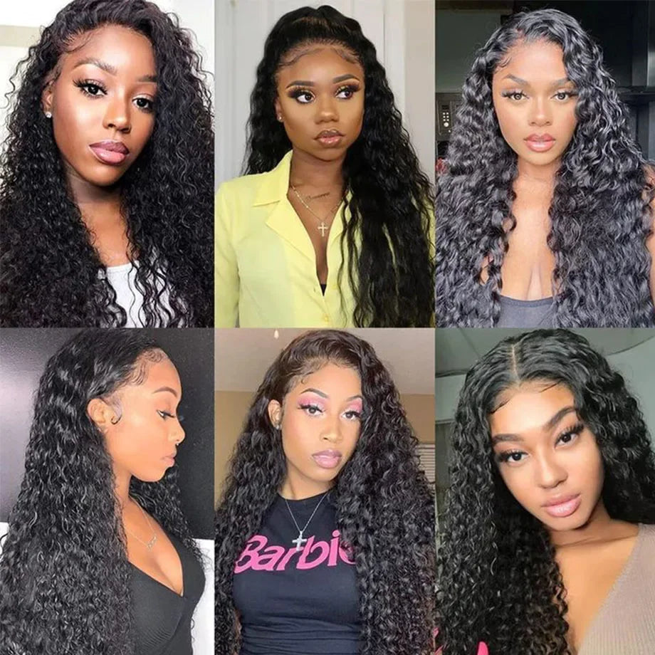 Deep Wave 30 32 Inch 13x4 HD Transparent Human Hair Lace Frontal Wig Water Curly 13x6 Lace Front Wigs PrePlucked For Women