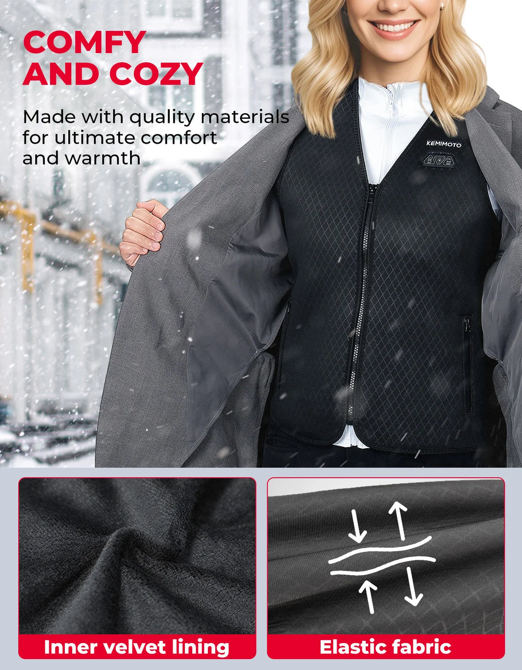 Unisex Heated Vest with 6 Heating Areas Warm Inner USB Electric for Winter Outdoor Sports Motorcycle Riding Skiing Fishing Gear