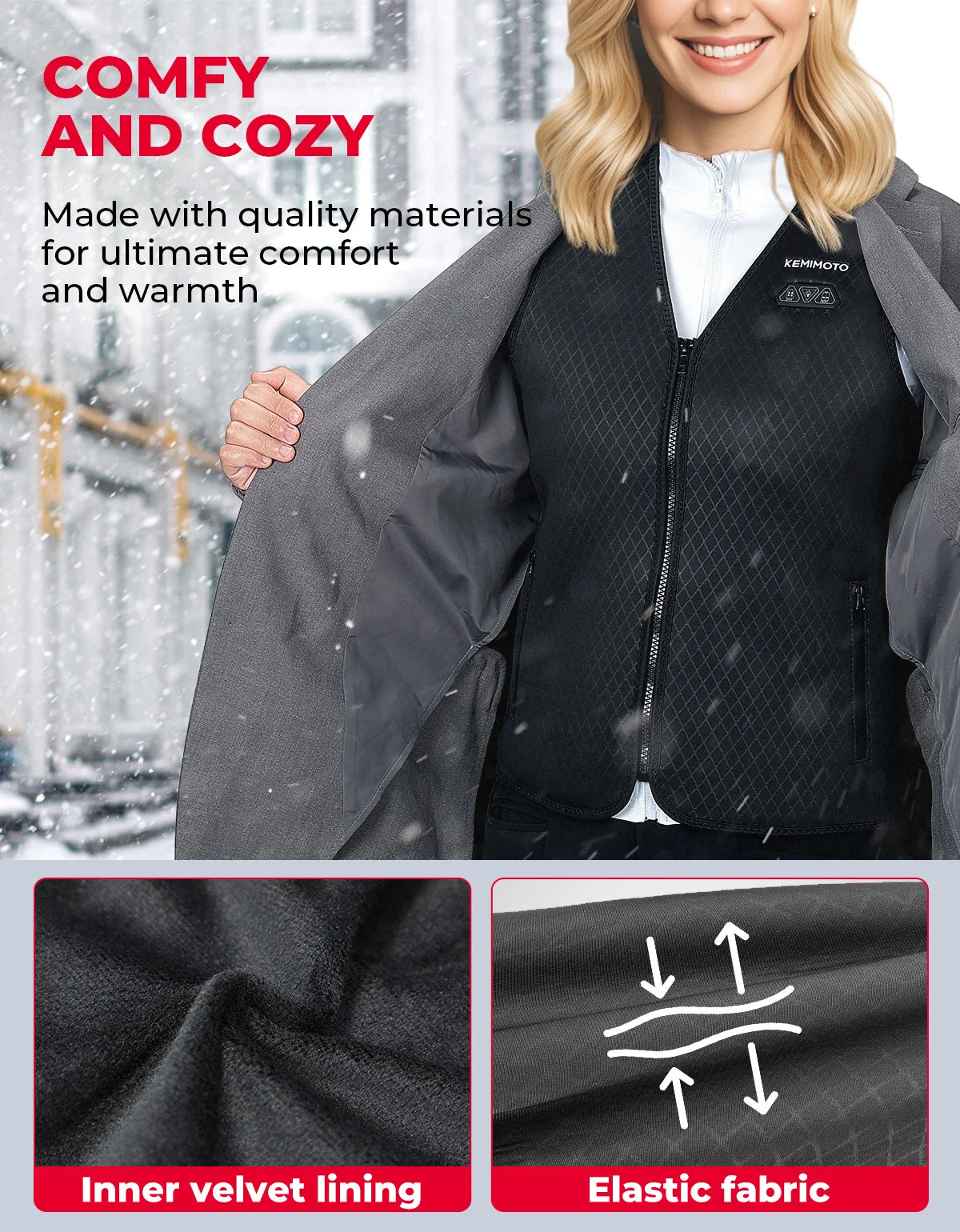 Unisex Heated Vest with 6 Heating Areas Warm Inner USB Electric for Winter Outdoor Sports Motorcycle Riding Skiing Fishing Gear
