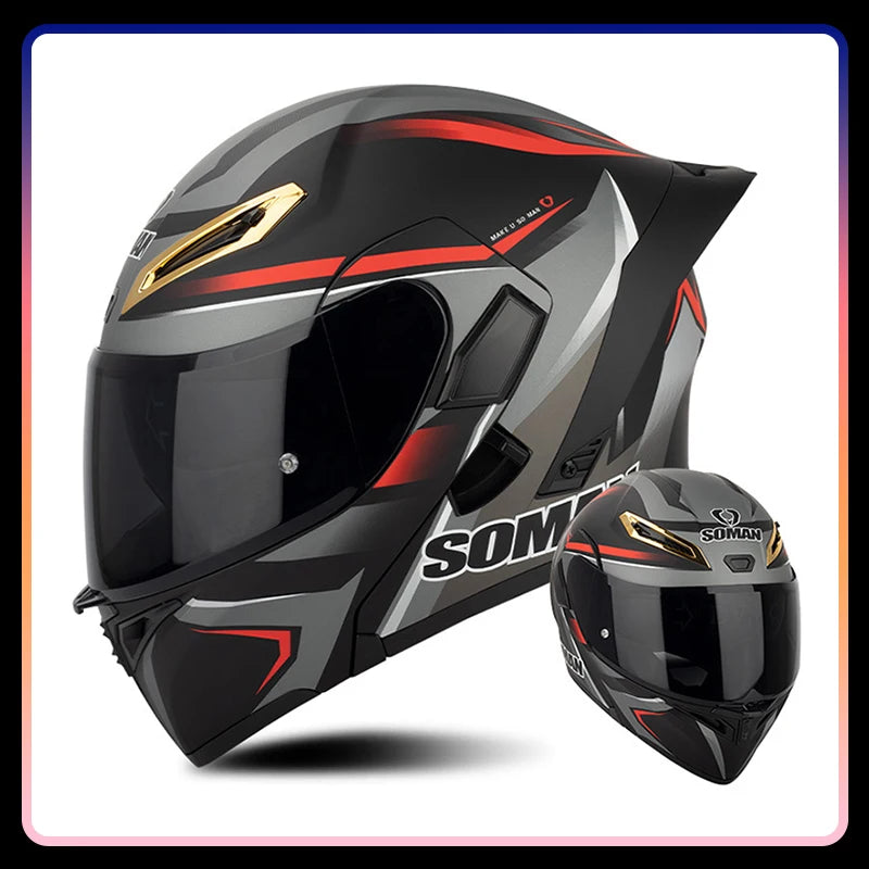 Men Women Motorcycle Helmets Full Face Helmet Colorful Dual Lens Flip Up Helmet DOT Approved Purple Modular Helm Casco Para Moto