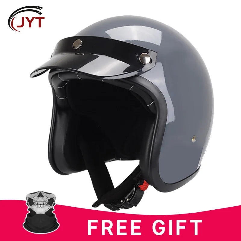 DOT Retro Open Face Motorcycle Low Profile Helmets 3/4 Half Helmet Vintage Four Seasons Unisex for Adult Men Women for Motocross