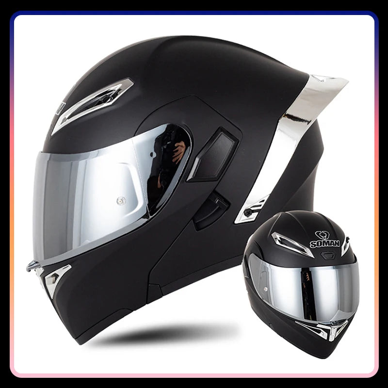 Men Women Motorcycle Helmets Full Face Helmet Colorful Dual Lens Flip Up Helmet DOT Approved Purple Modular Helm Casco Para Moto