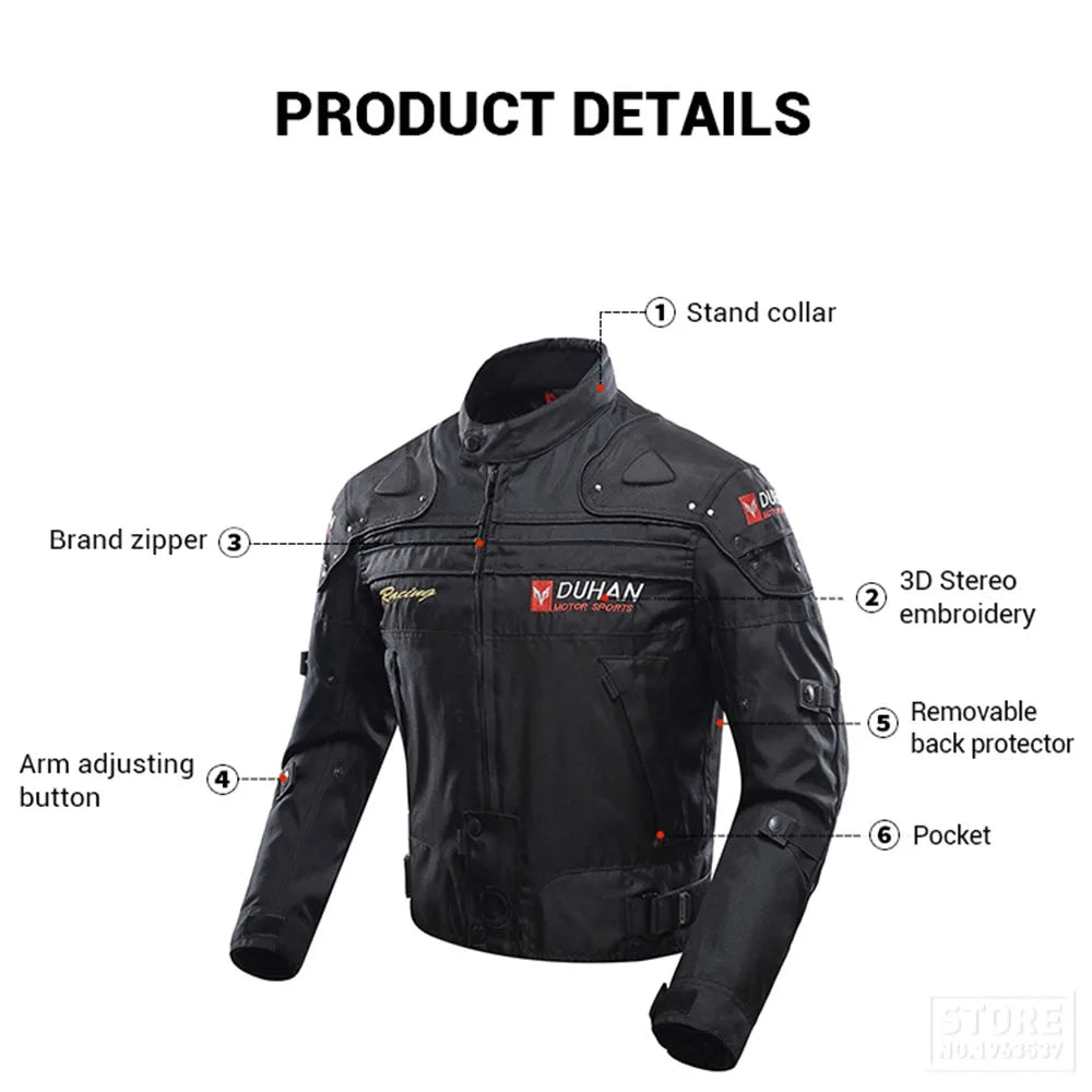 DUHAN Windproof Motocross Jacket Motorcycle Pants Men Motorcycle Jacket Wear-resistant Body Armor Moto Clothing  for Winter