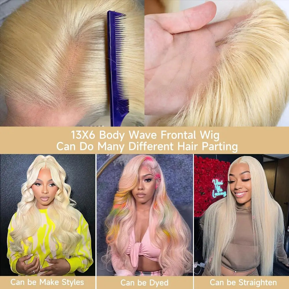 30 40 Inch 613 Blonde HD Lace Frontal Wig 13x6 210% Body Wave Human Hair Wig Pre Plucked Brazilian Transparen Lace Wig For Women