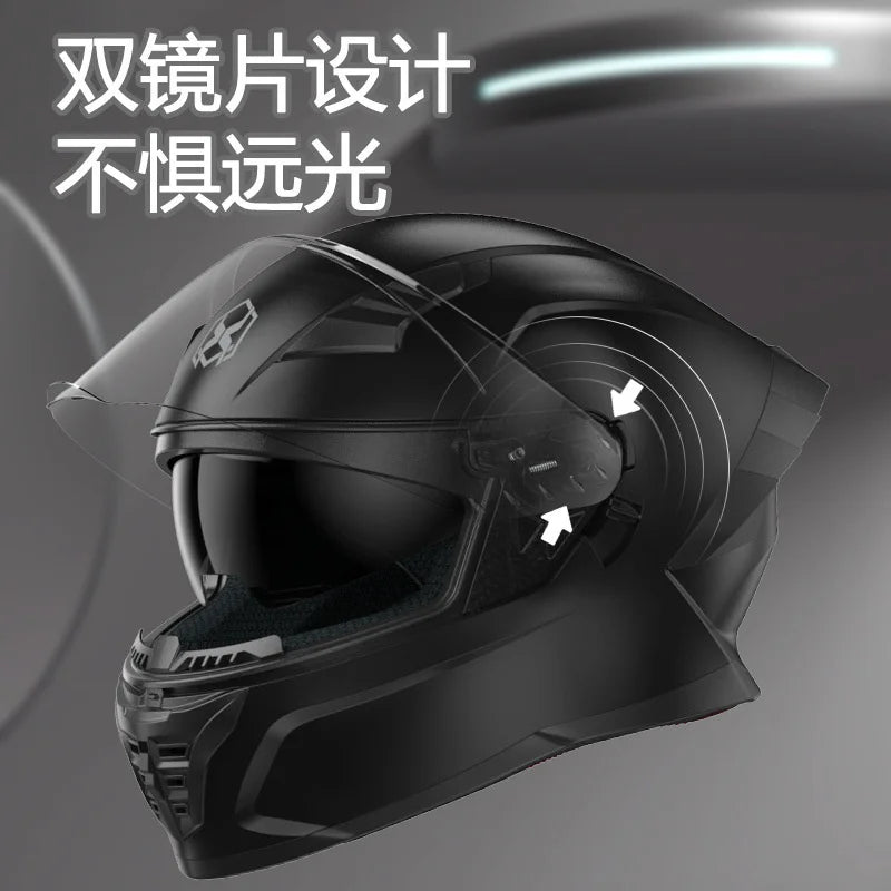 Full Face Motorcycle Helmet Latest DOT Approved  Racing Helmets Winter Warm Double Visor Motorbike Sports Safety helmet