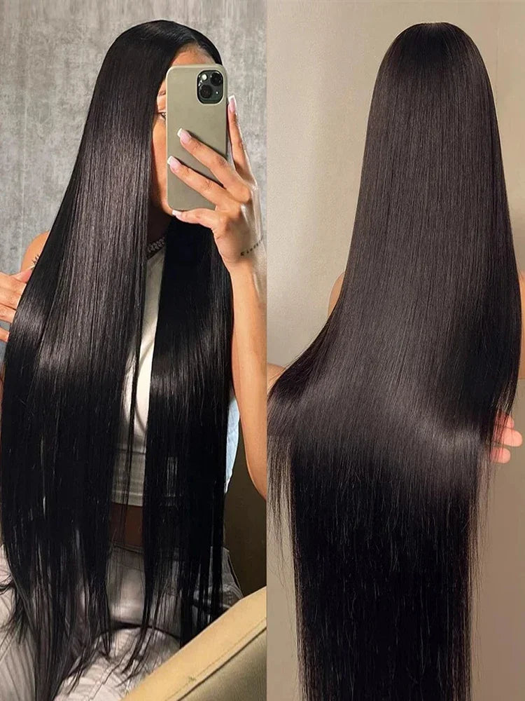 36 40Inch Bone Straight Lace Front Wig 13x4 13x6 HD Lace Frontal Human Hair Brazilian 6x4 HD Glueless Wig Pre Cut Lace No Glue
