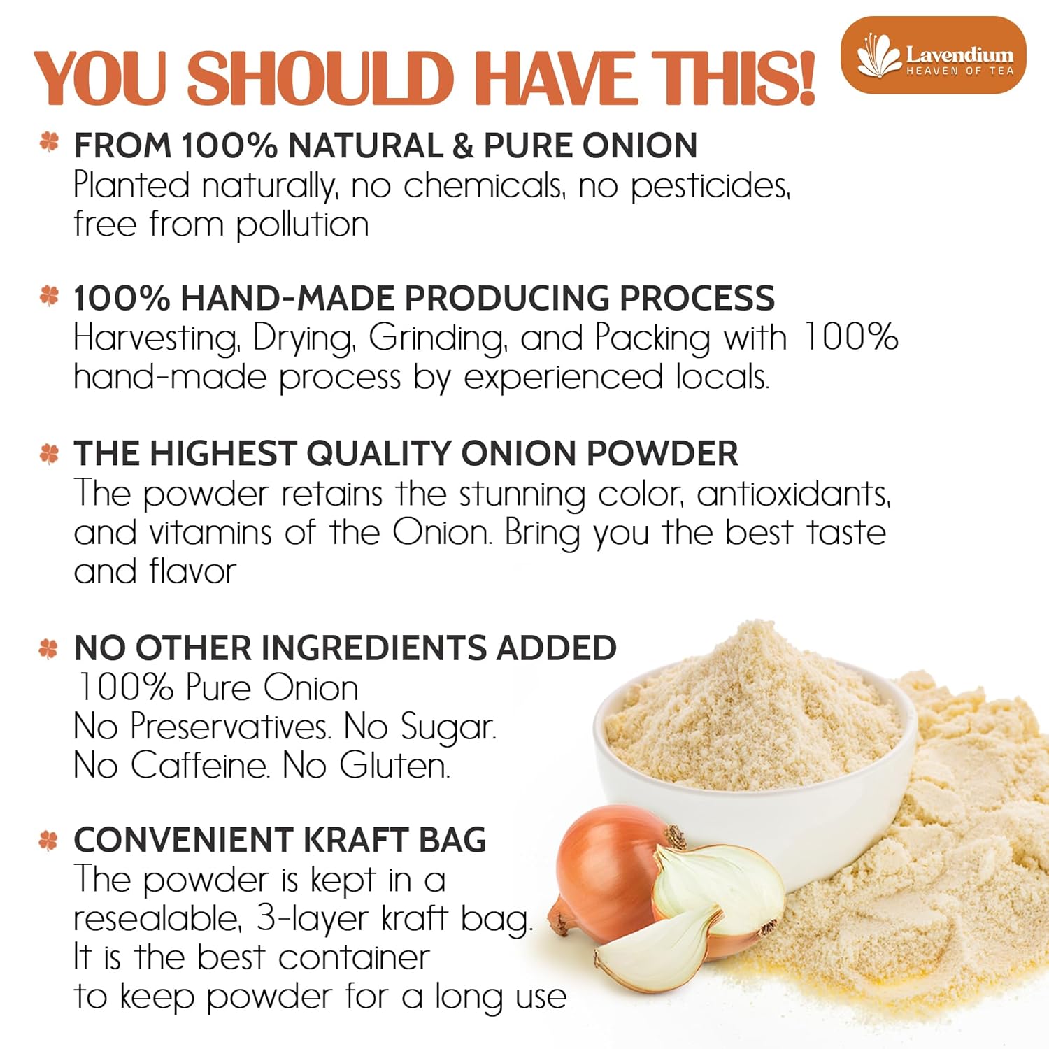 Premium Onion Powder, 100% Natural and Pure from Onion, Rich Flavor, Perfect for Cooking & Seasoning