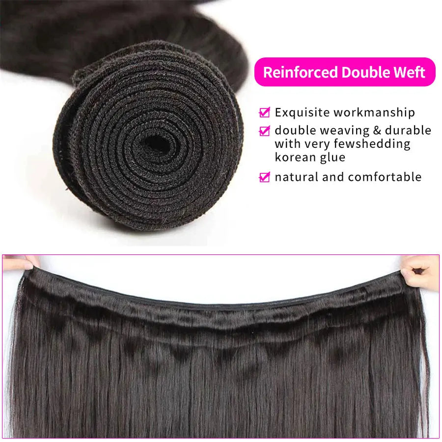 Remy Straight Human Hair Bundles 1/3/4 PCS Natural Black Brazilian Hair Weave Bundles 14-30 Inch Human Hair Extensions