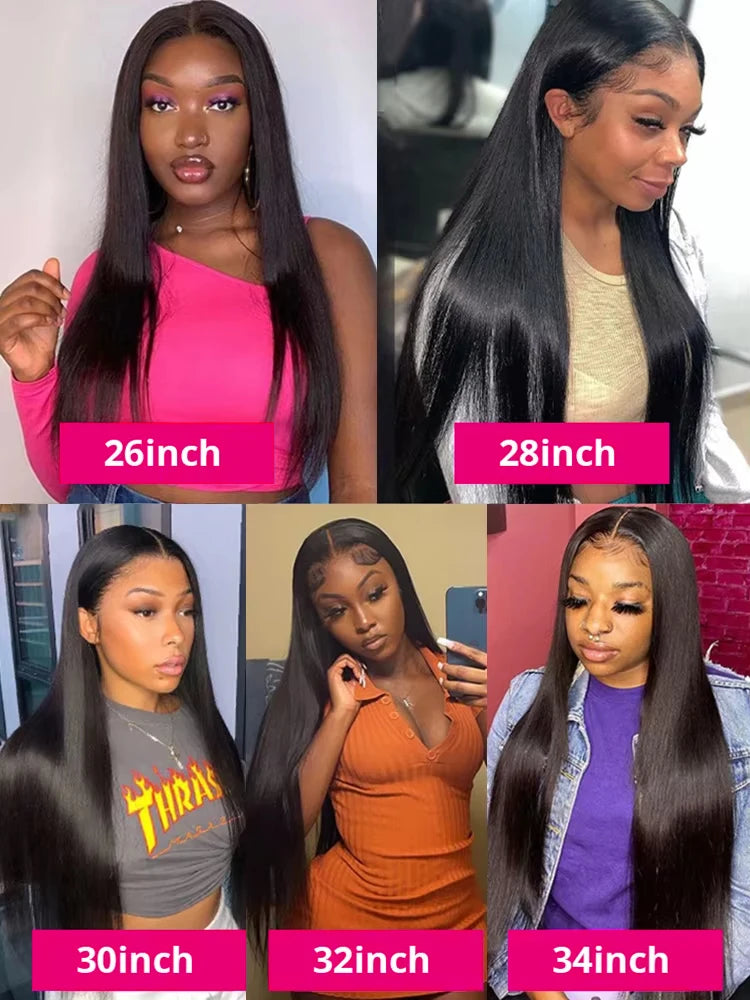 36 40Inch Bone Straight Lace Front Wig 13x4 13x6 HD Lace Frontal Human Hair Brazilian 6x4 HD Glueless Wig Pre Cut Lace No Glue