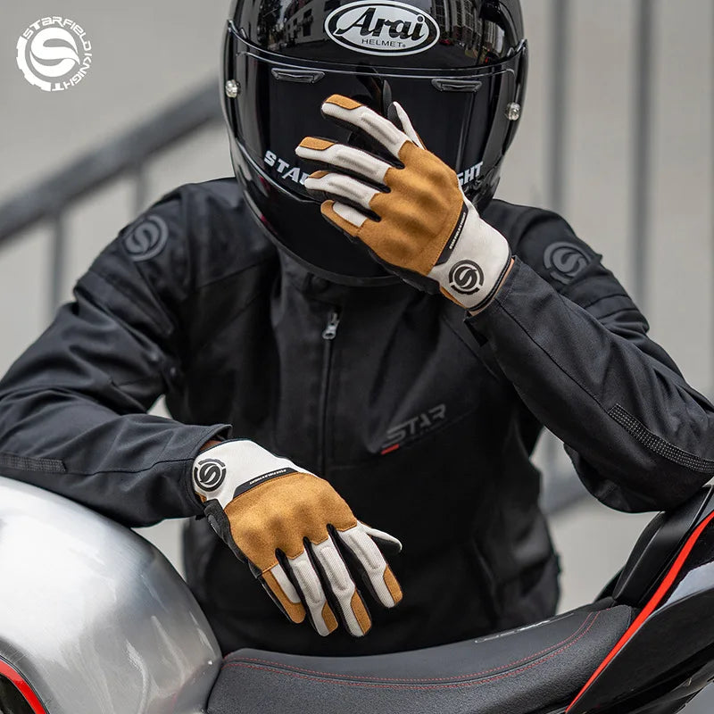 2026 New Motorcycle Riding Gloves Slow Rebound Summer Breathable Thin Retro Men's and Women's Locomotive Gloves